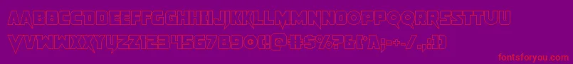 Pistoleerout2-Schriftart – Rote Schriften auf violettem Hintergrund