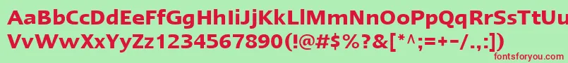 LinotypeErgoDemiBold-Schriftart – Rote Schriften auf grünem Hintergrund