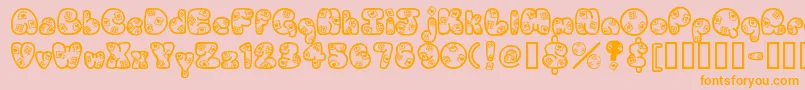 Patches-Schriftart – Orangefarbene Schriften auf rosa Hintergrund