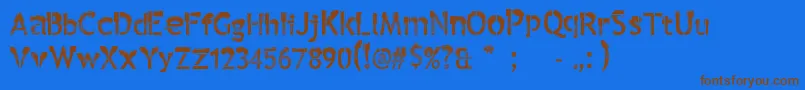Anthem-Schriftart – Braune Schriften auf blauem Hintergrund