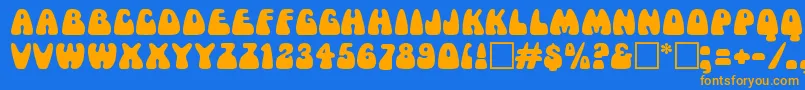 MamaRegular Font – Orange Fonts on Blue Background