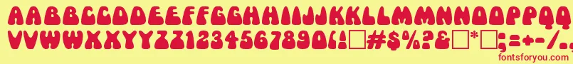 MamaRegular-fontti – punaiset fontit keltaisella taustalla