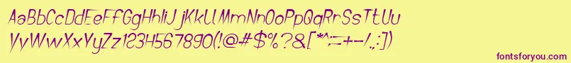 CrochetPatternBoldItalic Font – Purple Fonts on Yellow Background