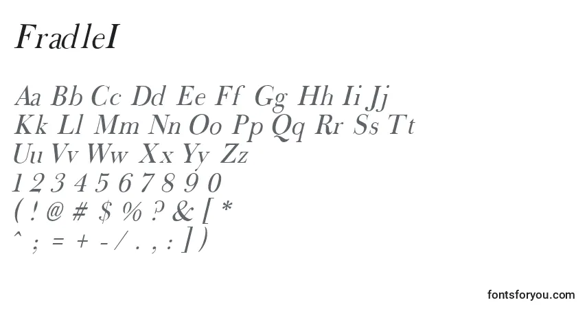 Шрифт FradleI – алфавит, цифры, специальные символы