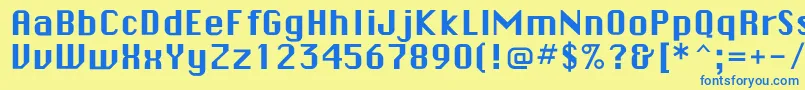 フォントChicagoflf – 青い文字が黄色の背景にあります。