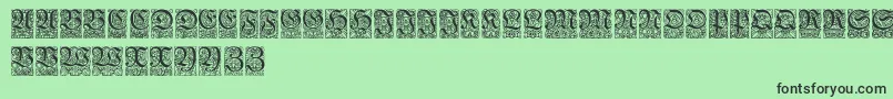 Ungerfrakturzierbuchstaben Font – Black Fonts on Green Background