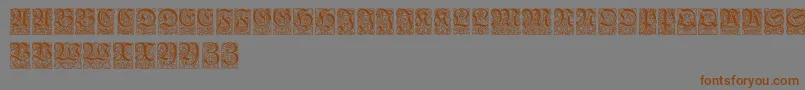 フォントUngerfrakturzierbuchstaben – 茶色の文字が灰色の背景にあります。