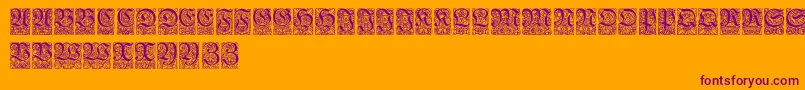 Ungerfrakturzierbuchstaben-Schriftart – Violette Schriften auf orangefarbenem Hintergrund