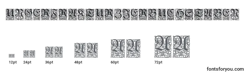 Größen der Schriftart Ungerfrakturzierbuchstaben