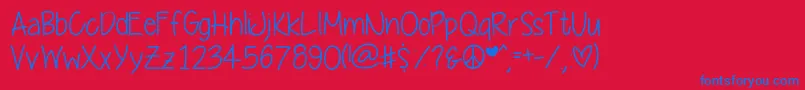 Yummycupcakes-Schriftart – Blaue Schriften auf rotem Hintergrund