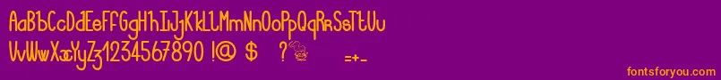 Saiba mais sobre a fonte LucieMandragore Fonte LucieMandragore – fontes laranjas em um fundo violeta