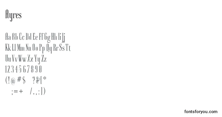 Schriftart Ayres (53848) – Alphabet, Zahlen, spezielle Symbole