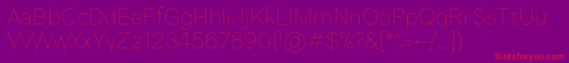 Czcionka GenomeThin – czerwone czcionki na fioletowym tle