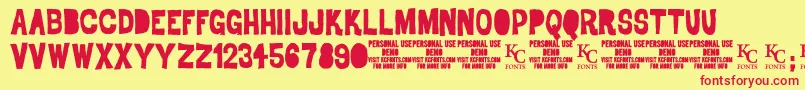 フォントDrodemoKcfonts – 赤い文字の黄色い背景