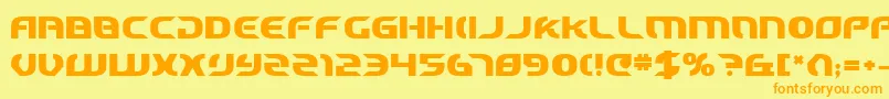 Weitere Informationen zur StarfighterCadetBold-Schriftart StarfighterCadetBold-Schriftart – Orangefarbene Schriften auf gelbem Hintergrund