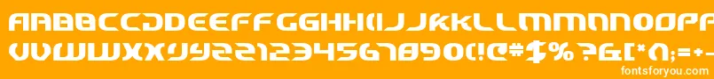 StarfighterCadetBold-Schriftart – Weiße Schriften auf orangefarbenem Hintergrund