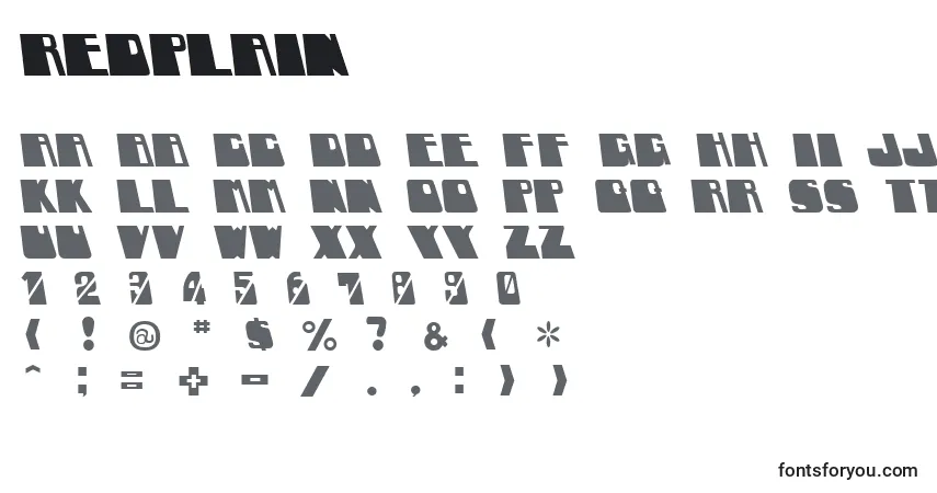 A fonte RedPlain – alfabeto, números, caracteres especiais
