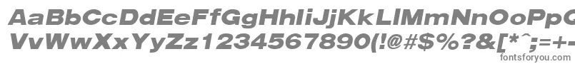 ArenaBlackExtendedItalic-fontti – harmaat kirjasimet valkoisella taustalla