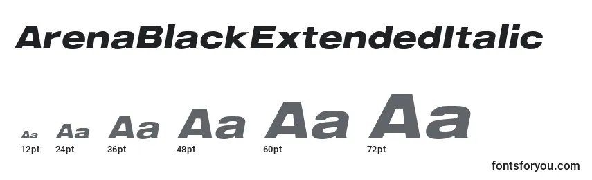Размеры шрифта ArenaBlackExtendedItalic