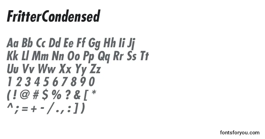 Шрифт FritterCondensed – алфавит, цифры, специальные символы