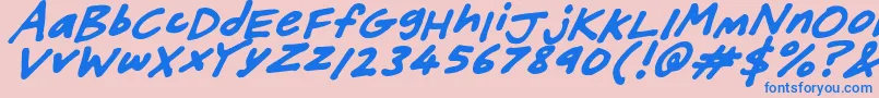 FriendlyFeltTipsItalic-Schriftart – Blaue Schriften auf rosa Hintergrund