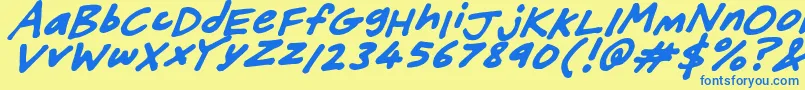 FriendlyFeltTipsItalic Font – Blue Fonts on Yellow Background