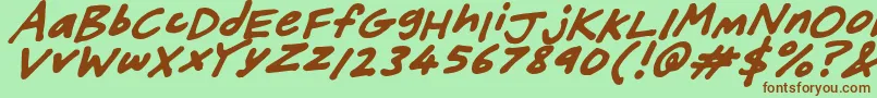 FriendlyFeltTipsItalic Font – Brown Fonts on Green Background