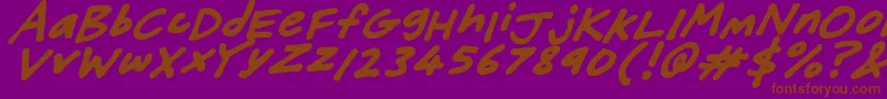 FriendlyFeltTipsItalic-Schriftart – Braune Schriften auf violettem Hintergrund