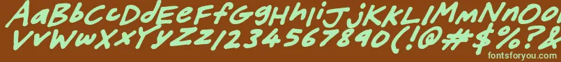 FriendlyFeltTipsItalic-fontti – vihreät fontit ruskealla taustalla