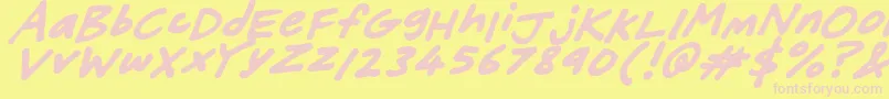 FriendlyFeltTipsItalic-Schriftart – Rosa Schriften auf gelbem Hintergrund