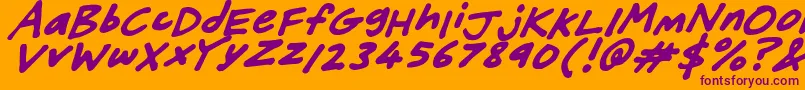 FriendlyFeltTipsItalic-Schriftart – Violette Schriften auf orangefarbenem Hintergrund