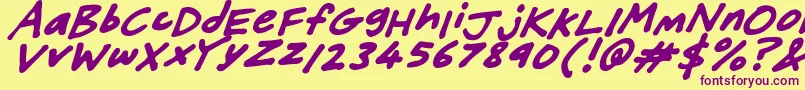 FriendlyFeltTipsItalic-Schriftart – Violette Schriften auf gelbem Hintergrund