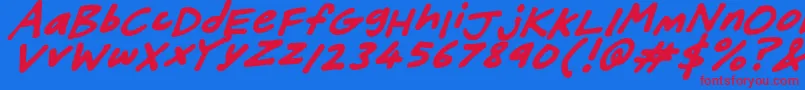 FriendlyFeltTipsItalic Font – Red Fonts on Blue Background