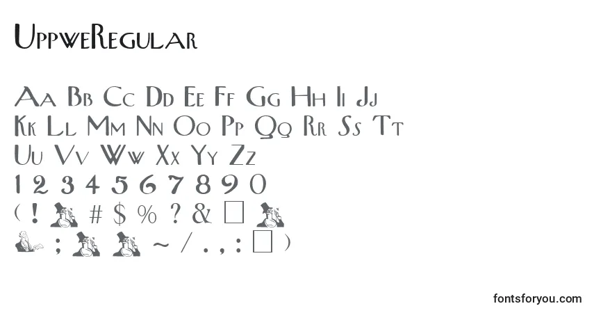 Schriftart UppweRegular – Alphabet, Zahlen, spezielle Symbole