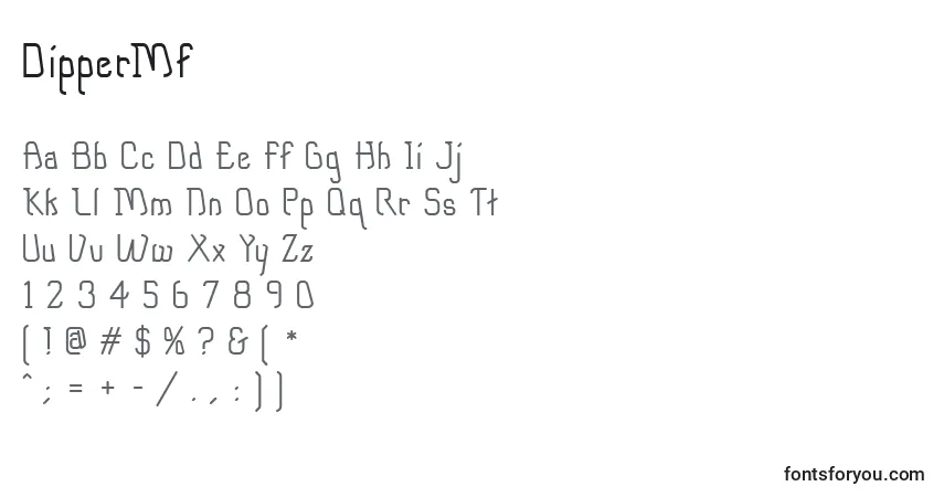 A fonte DipperMf – alfabeto, números, caracteres especiais