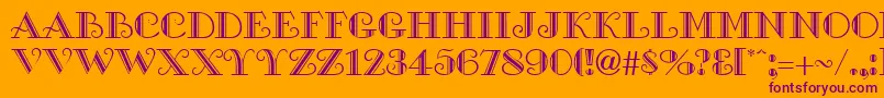 GamblerRegularDb-Schriftart – Violette Schriften auf orangefarbenem Hintergrund