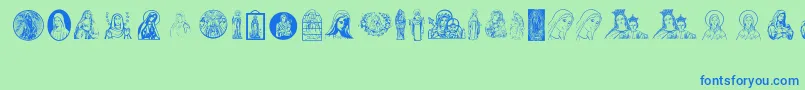 VirginMary Font – Blue Fonts on Green Background