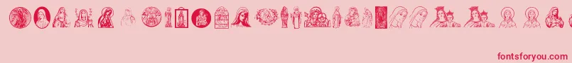 VirginMary-Schriftart – Rote Schriften auf rosa Hintergrund