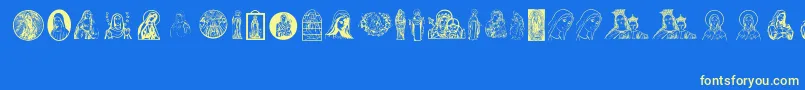 VirginMary Font – Yellow Fonts on Blue Background