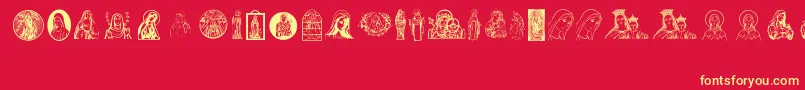 VirginMary Font – Yellow Fonts on Red Background