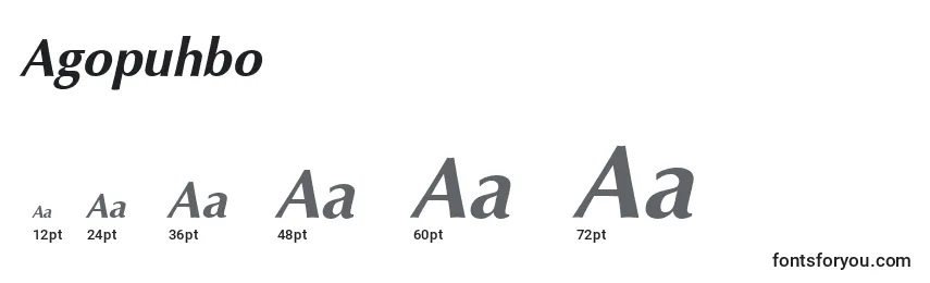 Размеры шрифта Agopuhbo
