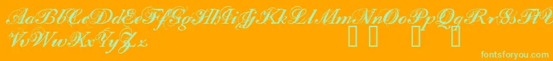 Filom-Schriftart – Grüne Schriften auf orangefarbenem Hintergrund