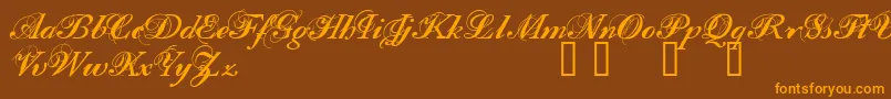 Filom-Schriftart – Orangefarbene Schriften auf braunem Hintergrund