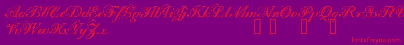 Filom-Schriftart – Rote Schriften auf violettem Hintergrund