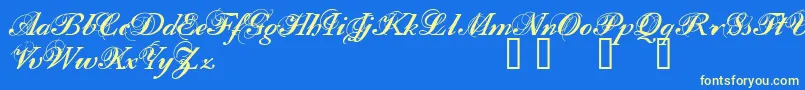 Filom-Schriftart – Gelbe Schriften auf blauem Hintergrund