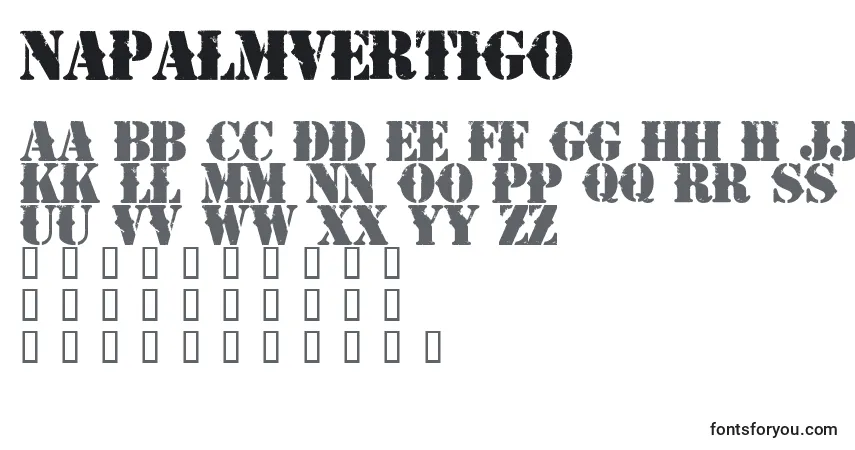 Czcionka NapalmVertigo – alfabet, cyfry, specjalne znaki
