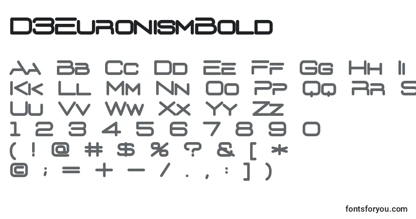 Шрифт D3EuronismBold – алфавит, цифры, специальные символы