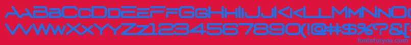 Fonte D3EuronismBold – fontes azuis em um fundo vermelho