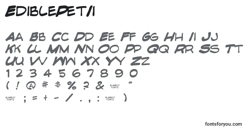 Schriftart EdiblePetIi – Alphabet, Zahlen, spezielle Symbole