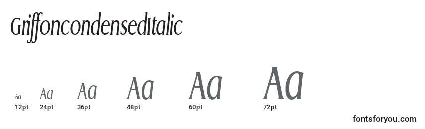 Größen der Schriftart GriffoncondensedItalic